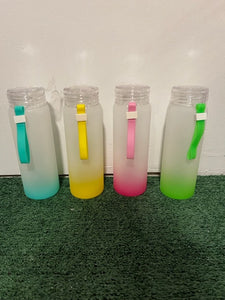 16.9oz frosted colored glass water bottles