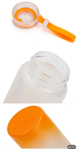 16.9oz frosted colored glass water bottles